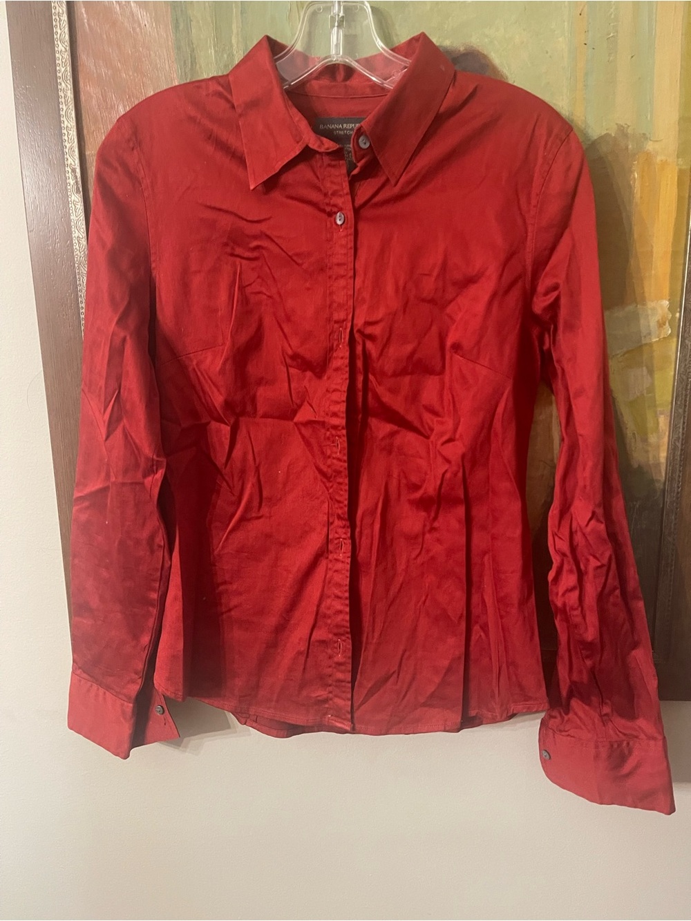 Banana Republic Red Stretch Button-Down Shirt